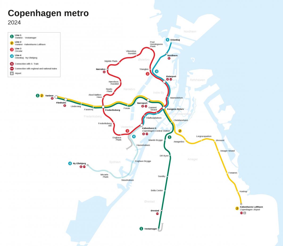 哥本哈根地铁站地图