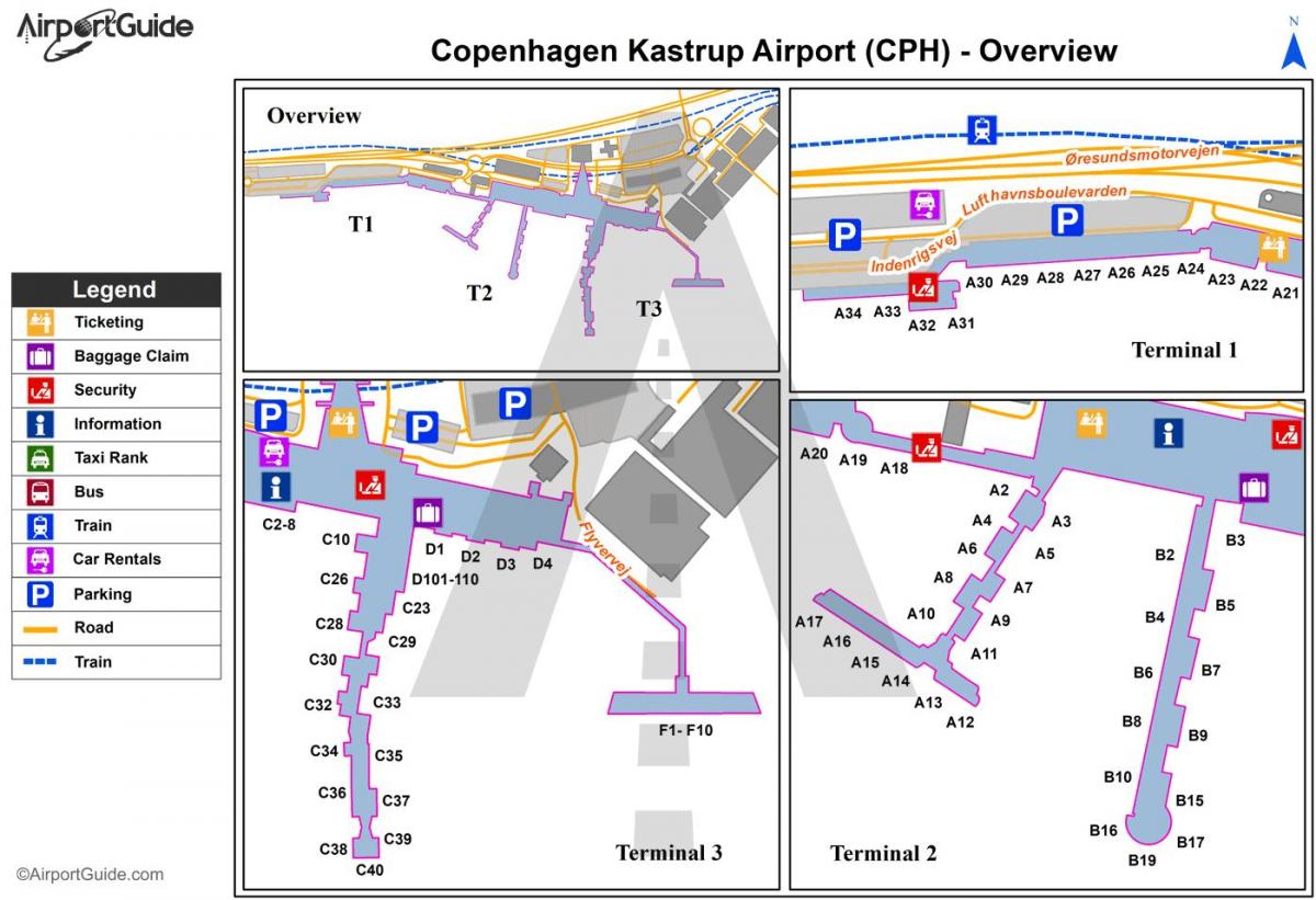 哥本哈根的机场地图